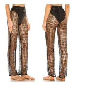 🖤 Lovers + Friends Sequin Bliss Mesh Cover-Up Pants XS NWT